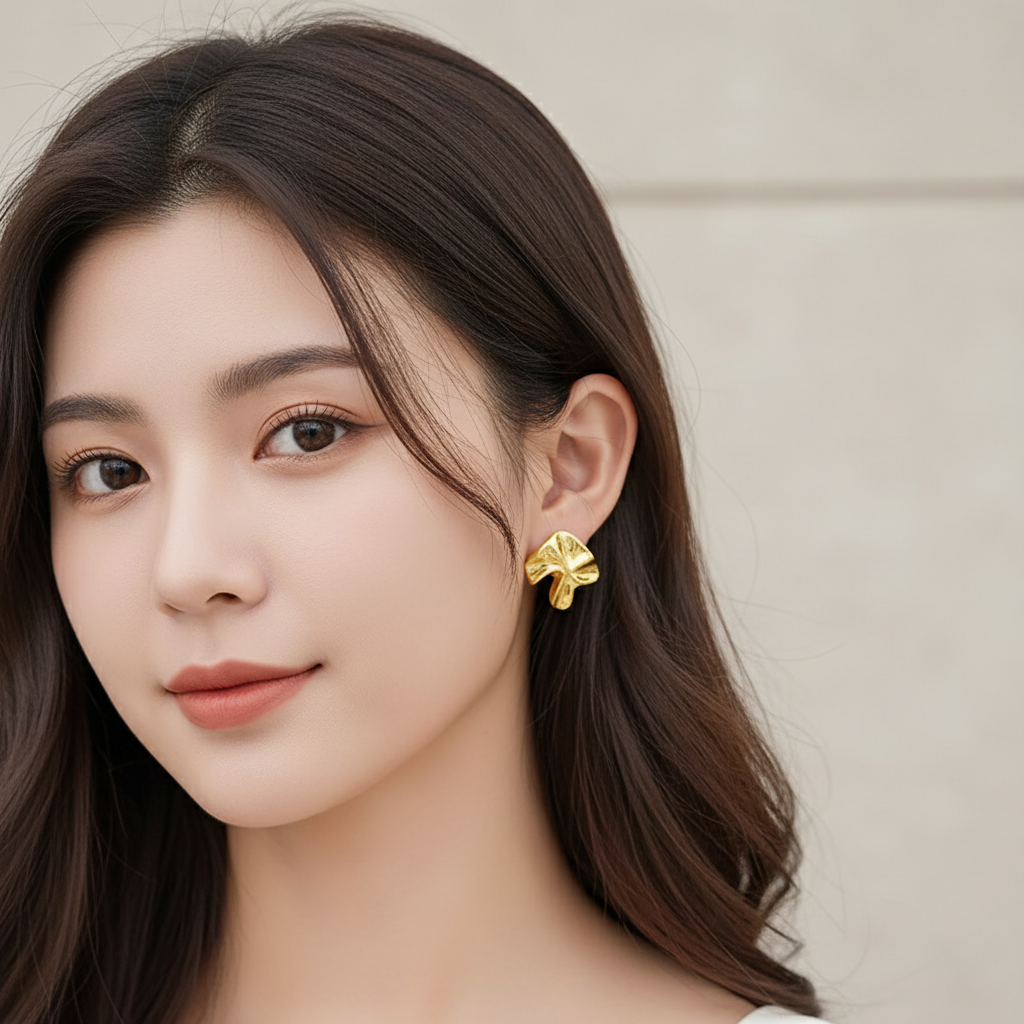 Elegante Abstracte Oorbellen - Goud