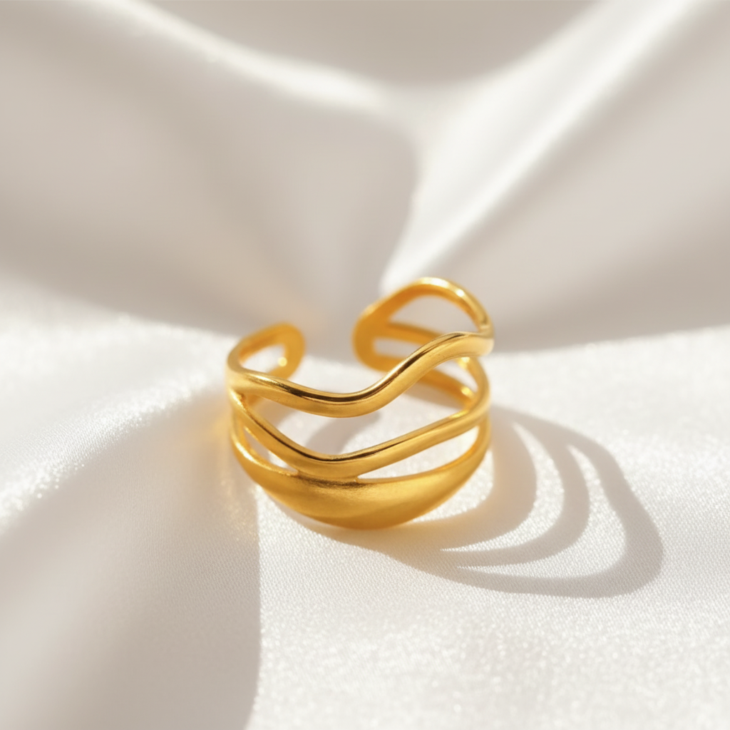 Elegante Drielaags Ring - Goud