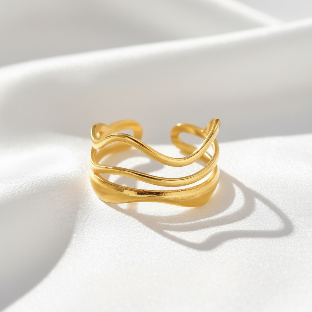 Elegante Drielaags Ring - Goud