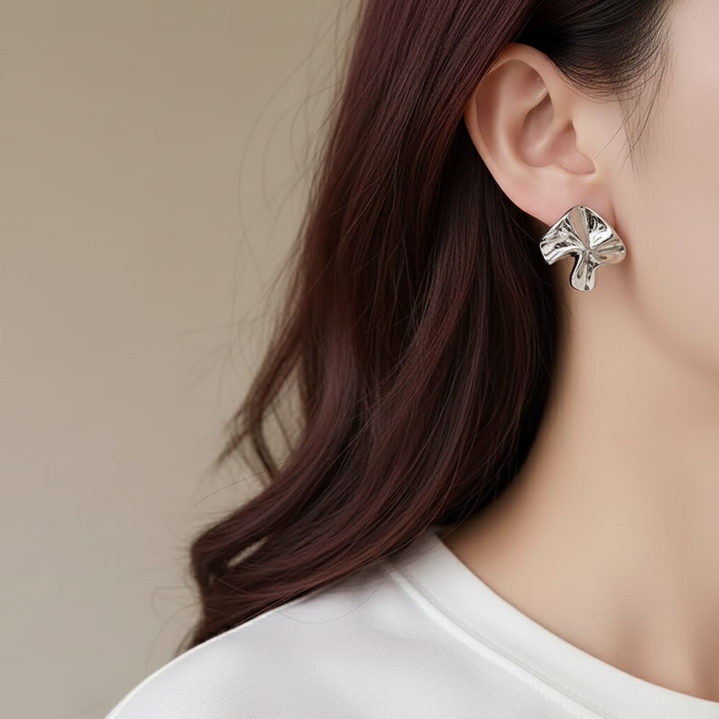 Elegante Abstracte Oorbellen - Zilver