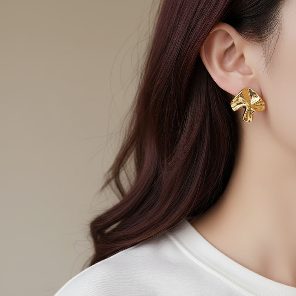 Elegante Abstracte Oorbellen - Goud