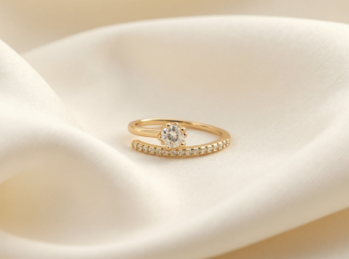 Verstelbare Gouden Open Ring met Zirkoon