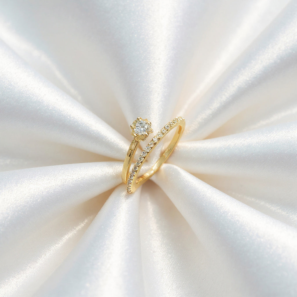 Verstelbare Gouden Open Ring met Zirkoon