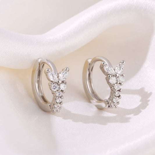 Vlinder Oorbellen met Zirkoon - Zilver