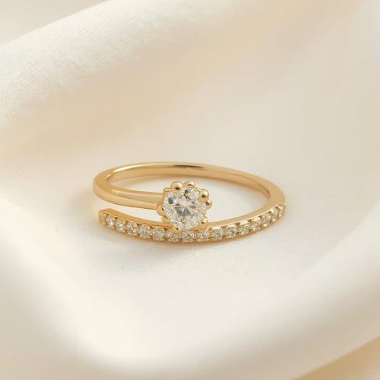 Verstelbare Gouden Open Ring met Zirkoon